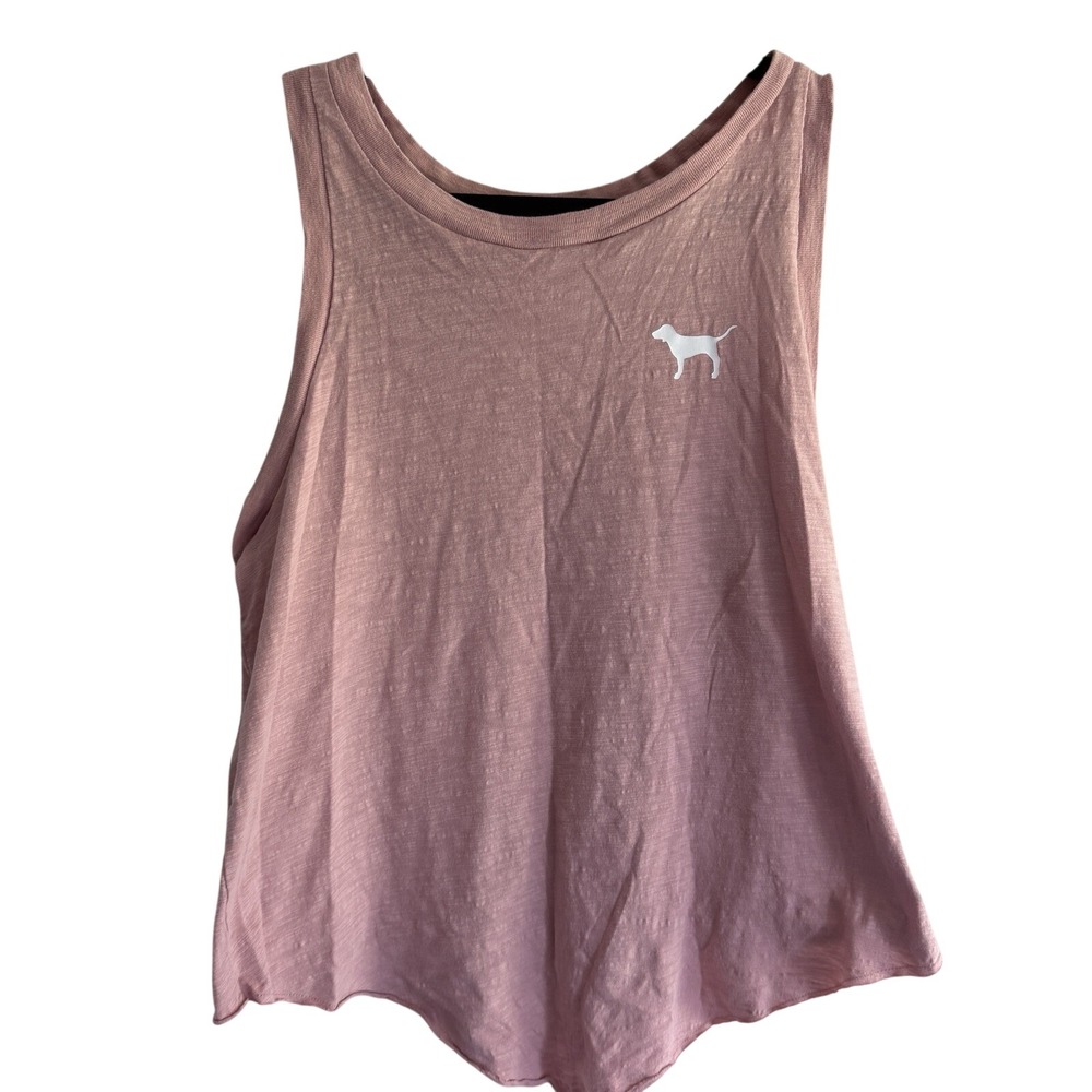 Y2K Pink Victoria's Secret PINK Racerback Tank‎ Top Logo Graphic Shirt Women's M